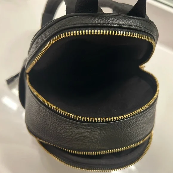 Coach Black Pebbled Leather Mini Backpack with Gold Zippers - Picture 8 of 10